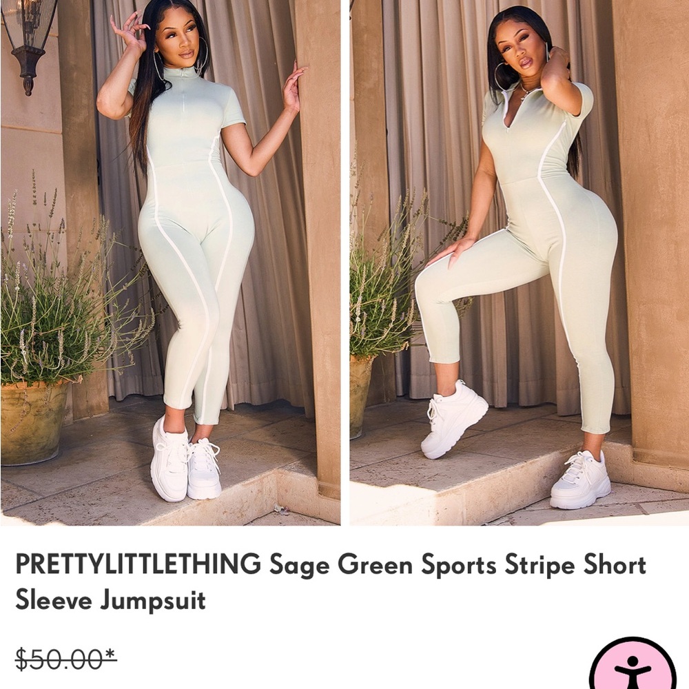 Sage green jumpsuit with tags